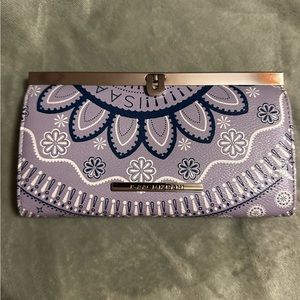Large Wallet Isaac Mizriah Pastel Purple Bandanna Print Clutch